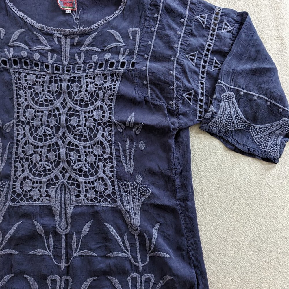 Johnny Was - Embroidered Tunic Top with Lace Panel - Picture 8 of 11